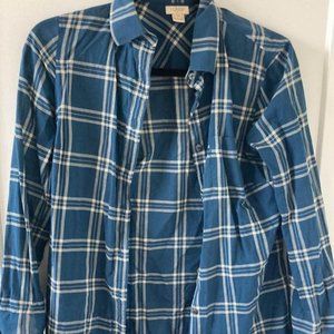 Womens JCrew Navy Plaid Button Down Shirt (XS)